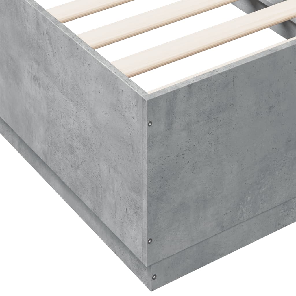 vidaXL Rama łóżka, szarość betonu, 75x190 cm, materiał drewnopochodny