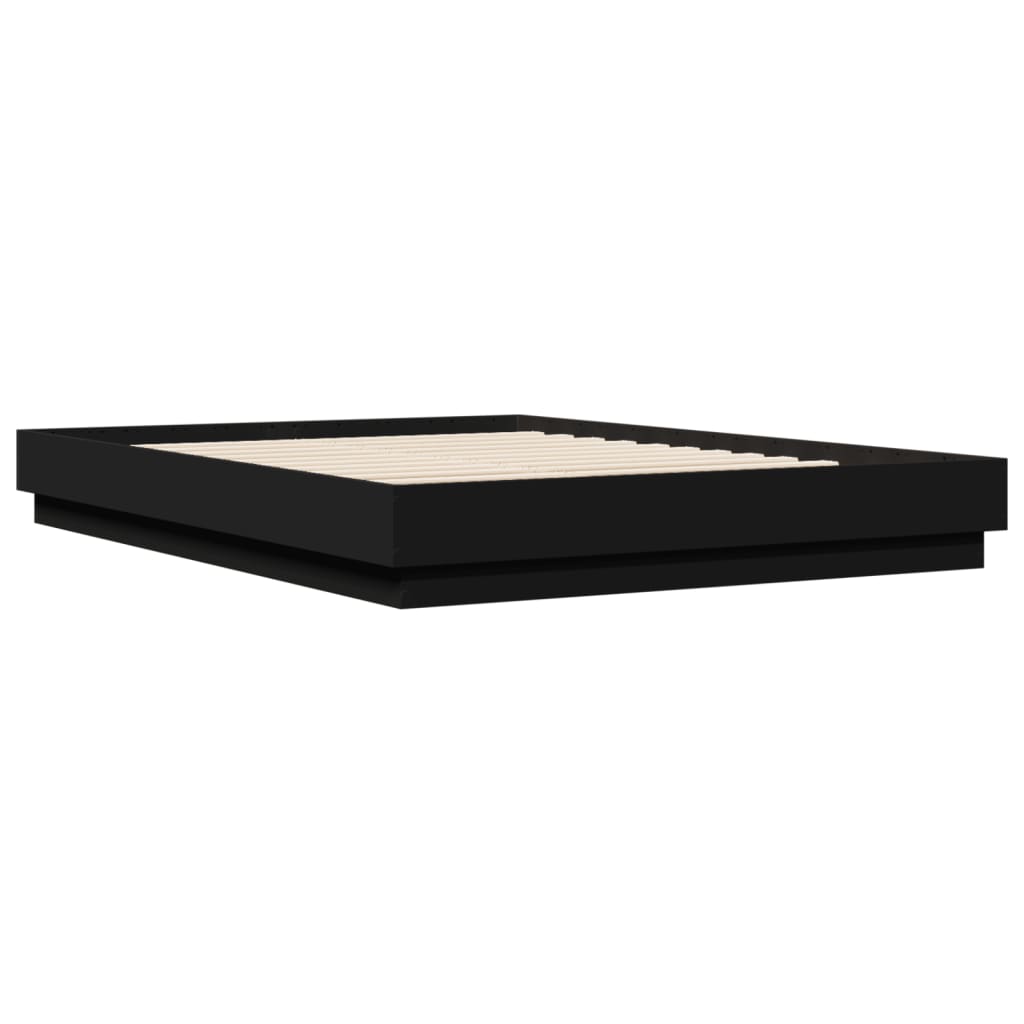 vidaXL Rama łóżka z LED bez materaca Czarna 150x200 cm