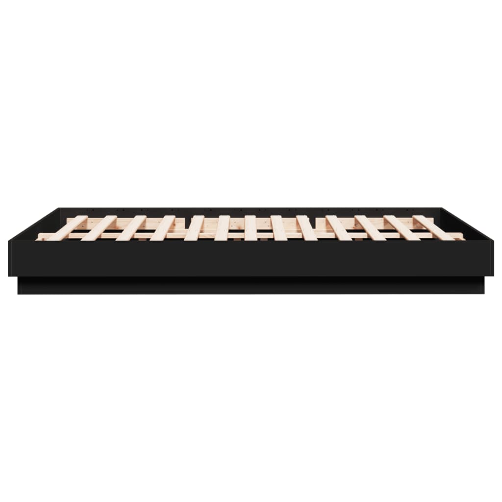 vidaXL Rama łóżka z LED bez materaca Czarna 150x200 cm