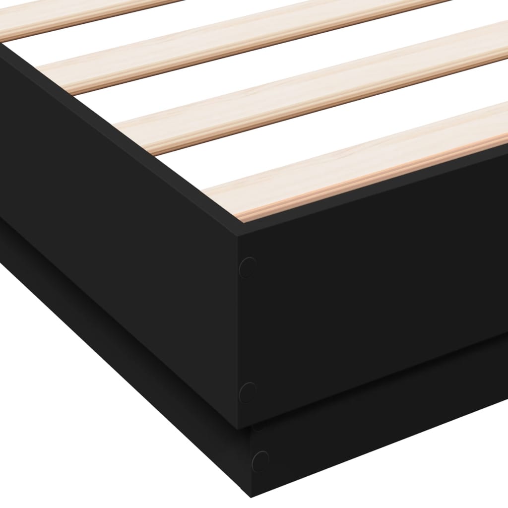vidaXL Rama łóżka z LED bez materaca Czarna 150x200 cm