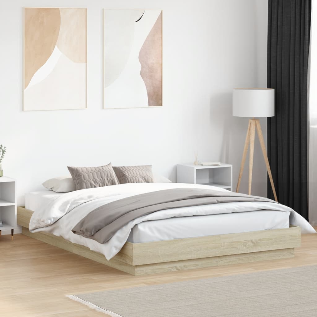 vidaXL Rama łóżka, dąb sonoma, 150x200 cm, materiał drewnopochodny