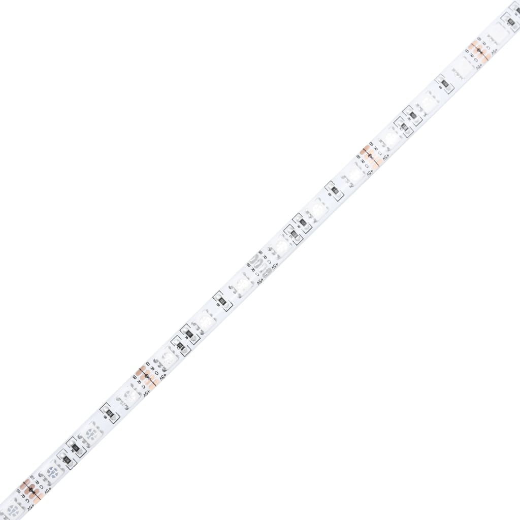 vidaXL Rama łóżka z wezgłowiem i LED, brązowy dąb, 120x190 cm