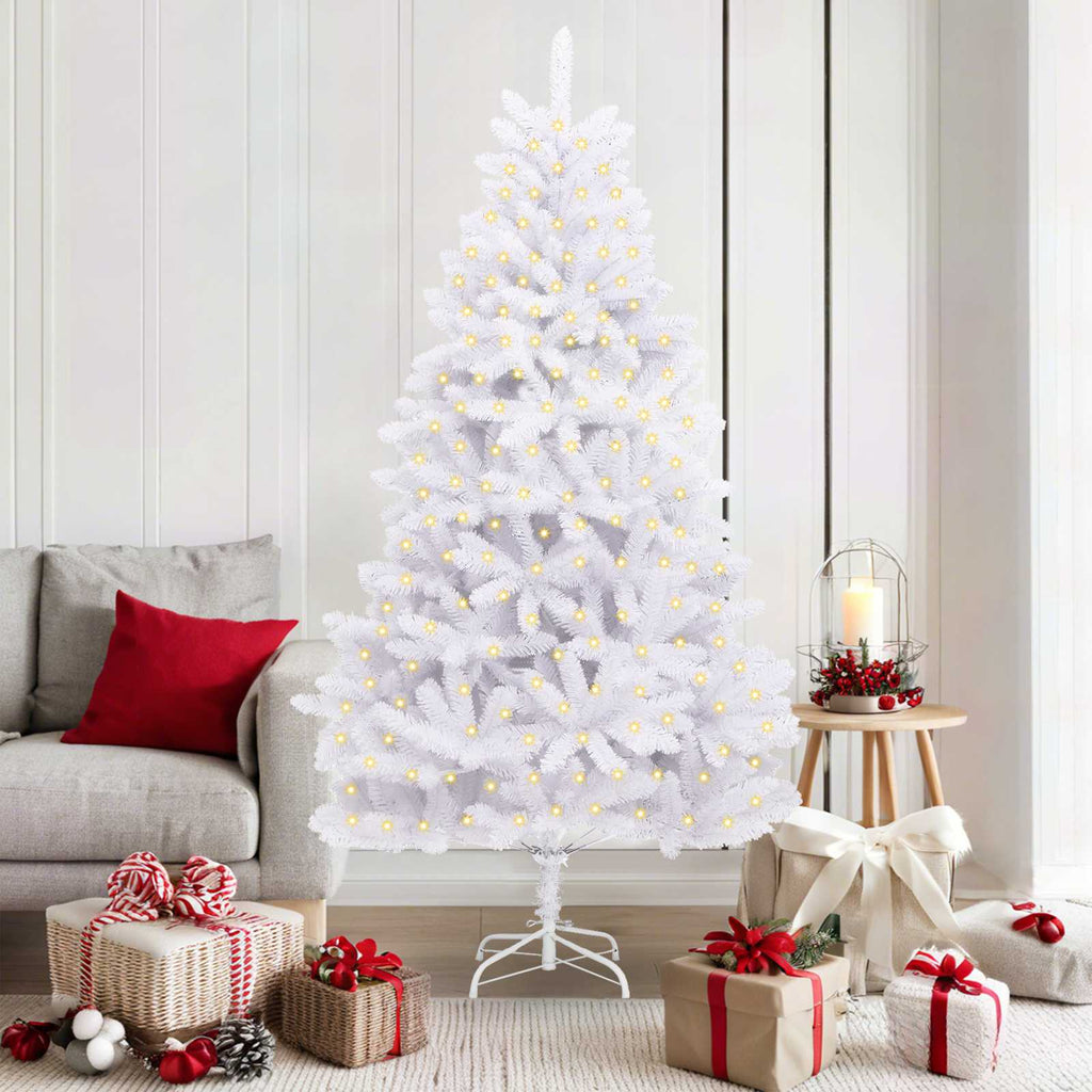 vidaXL Sztuczna choinka 300 LED PVC i stal Biały