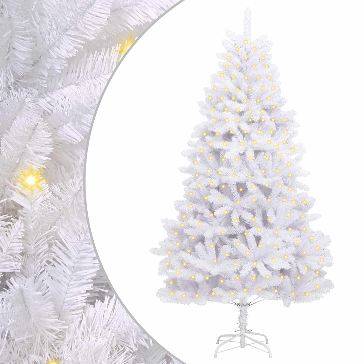 vidaXL Sztuczna choinka 300 LED PVC i stal Biały