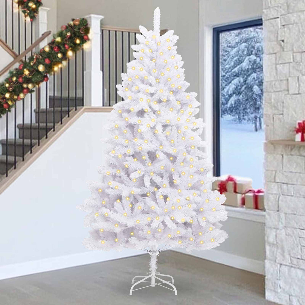 vidaXL Sztuczna choinka 300 LED PVC i stal Biały