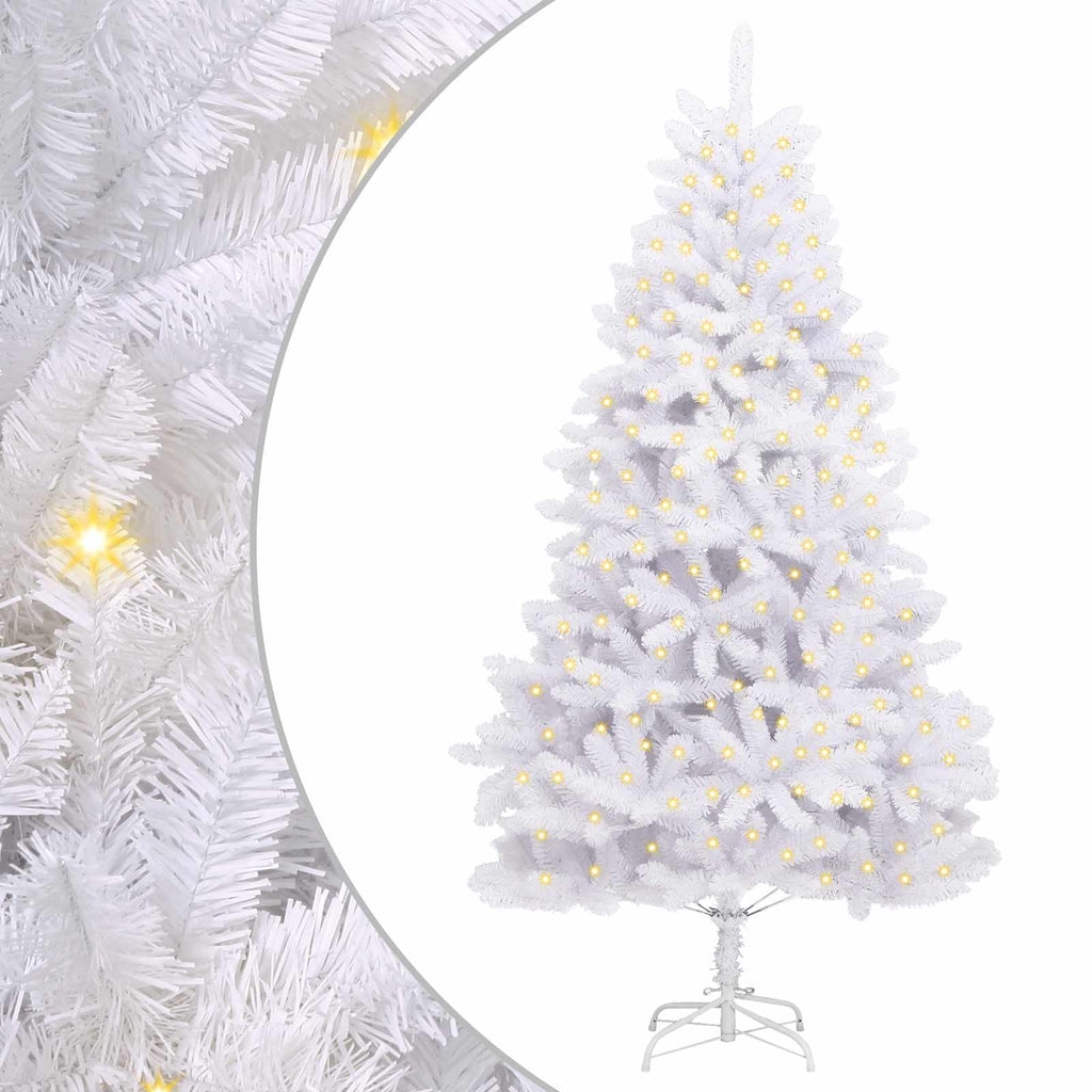vidaXL Sztuczna choinka 300 LED PVC i stal Biały
