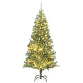 vidaXL Sztuczna choinka z 300 LED, bombkami i śniegiem, 210 cm