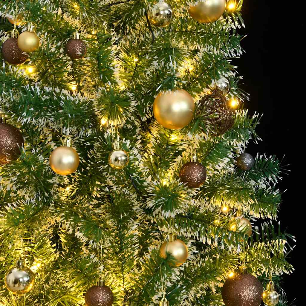 vidaXL Sztuczna choinka z 300 LED, bombkami i śniegiem, 210 cm
