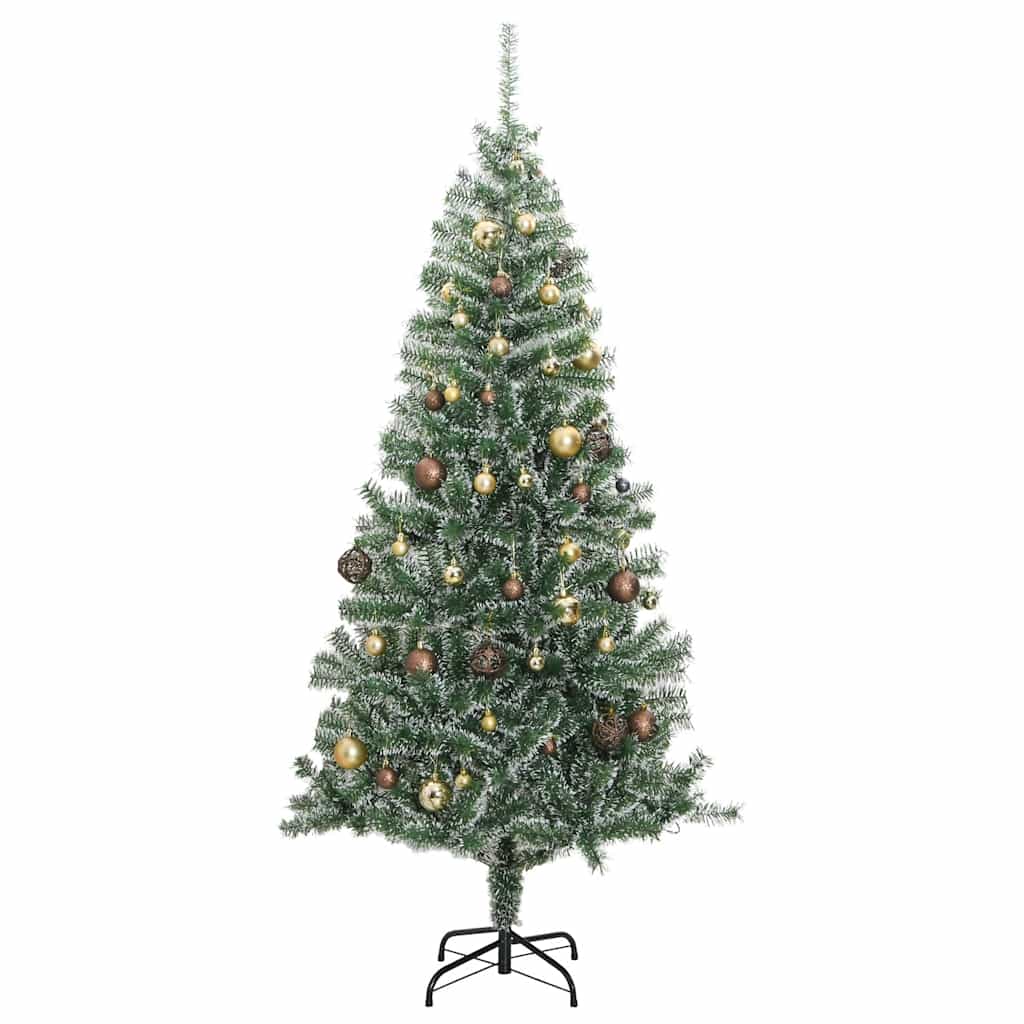 vidaXL Sztuczna choinka z 300 LED, bombkami i śniegiem, 240 cm