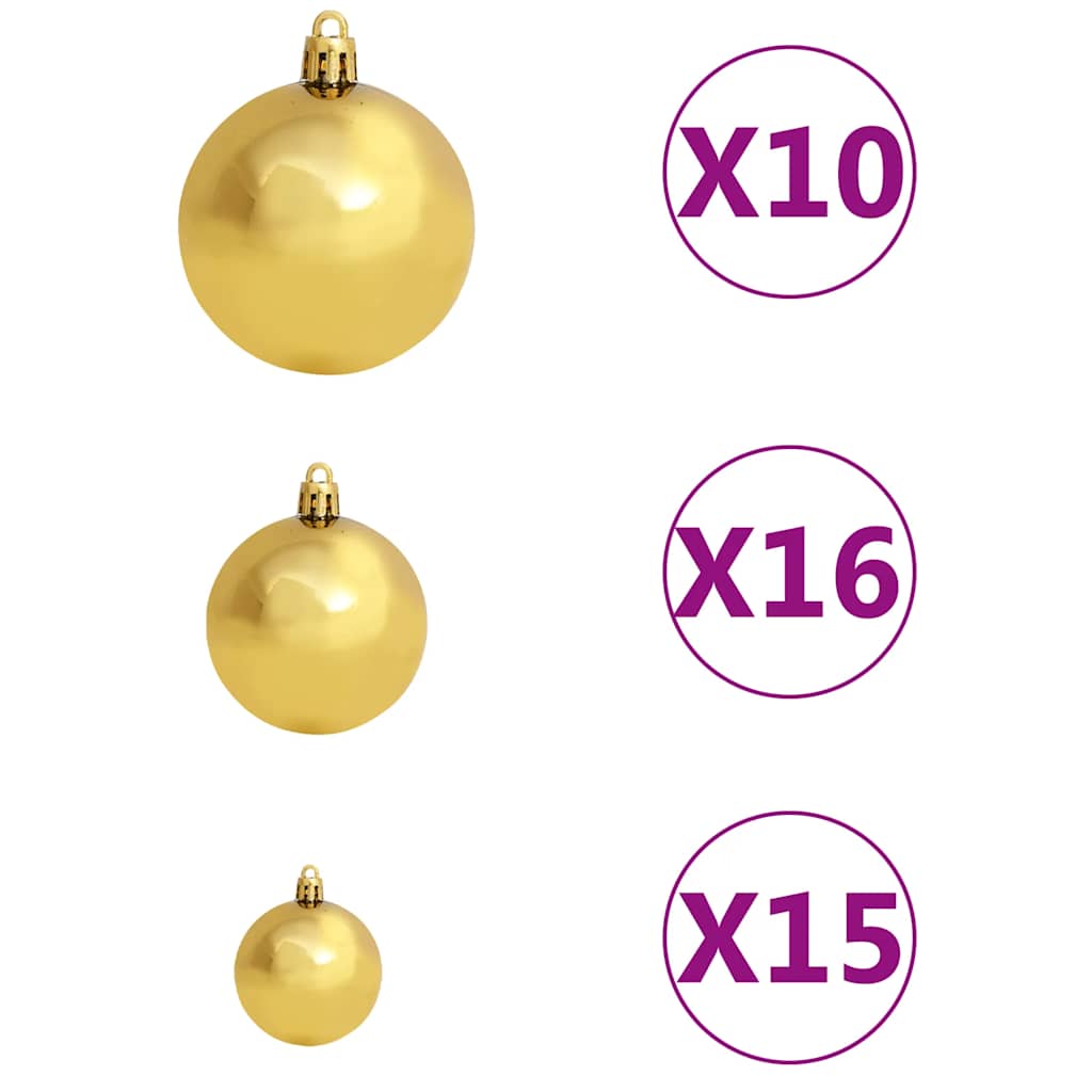 vidaXL Sztuczna choinka na zawiasach, 300 lampek LED i bombki, 180 cm