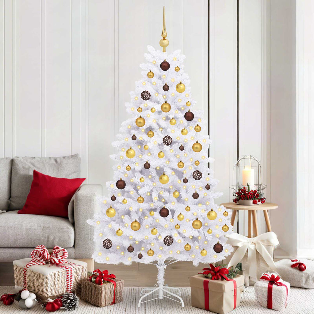 vidaXL Sztuczna choinka Biały 90 x 90 x 180 cm PVC i Metal
