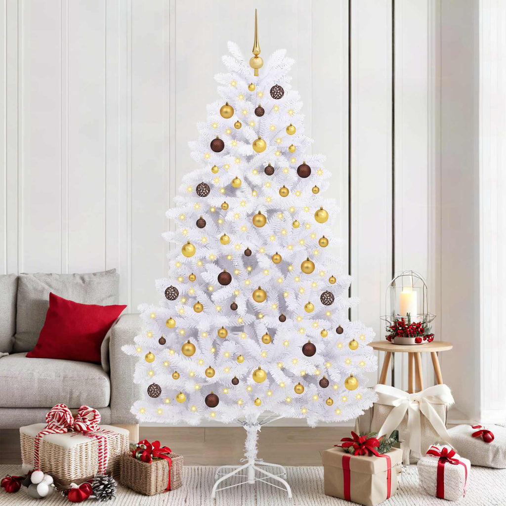 vidaXL Sztuczna choinka Biały 106 x 106 x 210 cm PVC i Metal