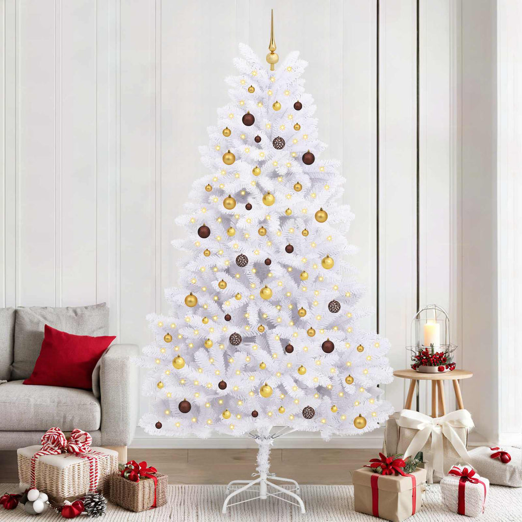 vidaXL Sztuczna choinka Biały 120 x 120 x 240 cm PVC i Metal