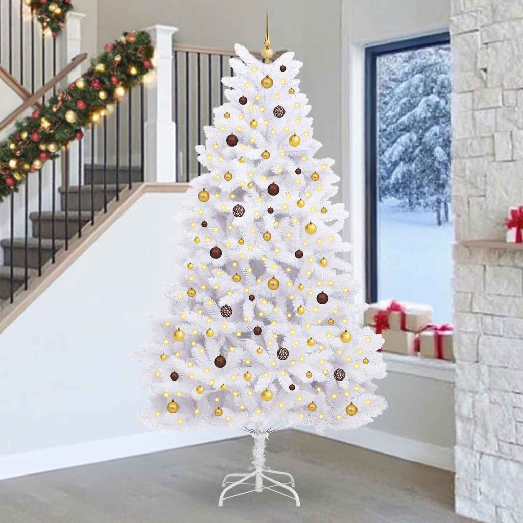 vidaXL Sztuczna choinka Biały 128 x 128 x 270 cm PVC i Metal