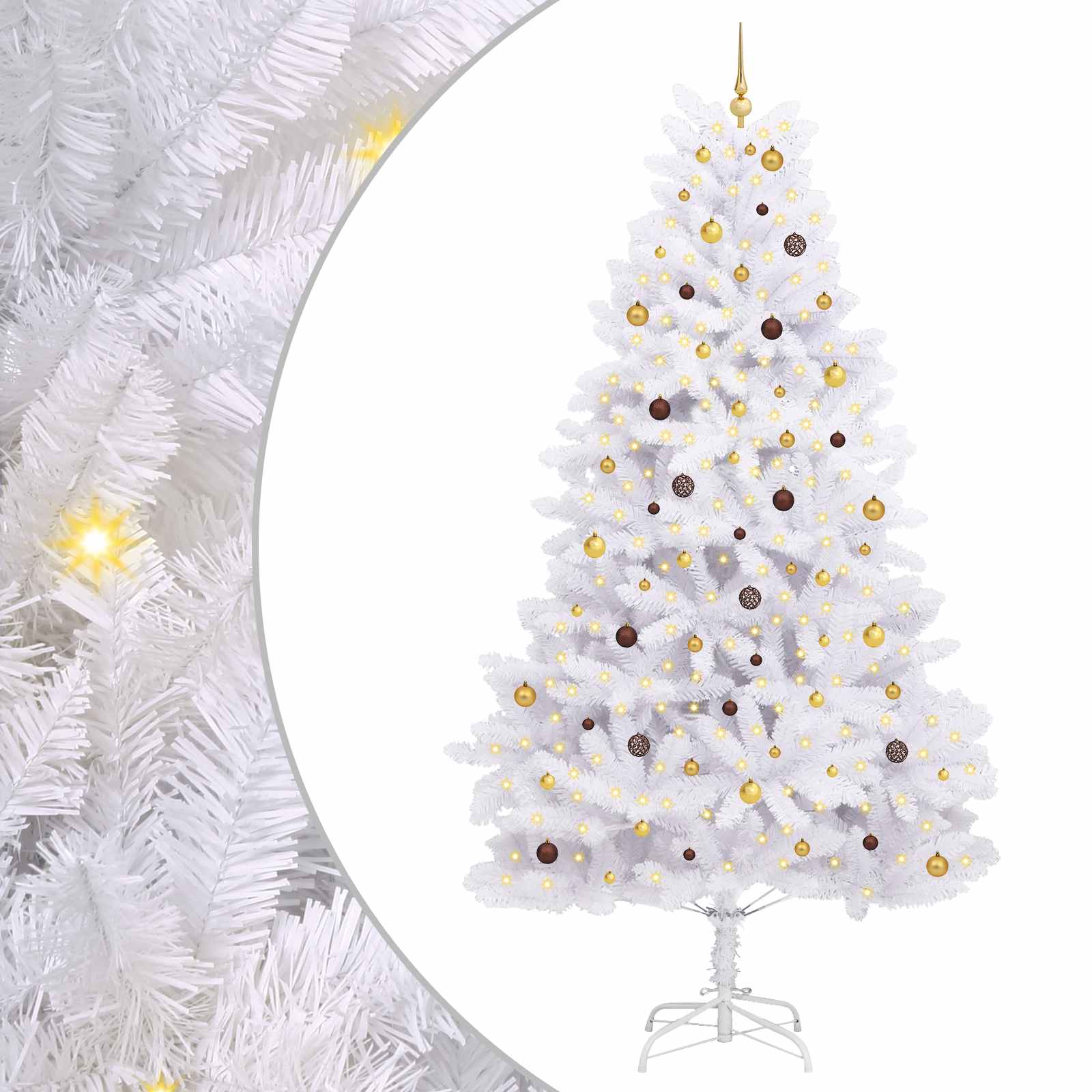 vidaXL Sztuczna choinka Biały 138 x 138 x 300 cm PVC i Metal