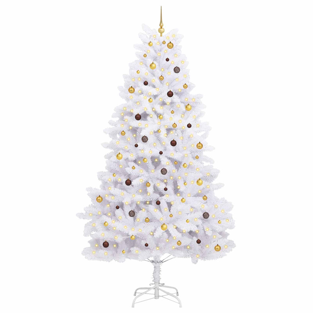 vidaXL Sztuczna choinka Biały 138 x 138 x 300 cm PVC i Metal