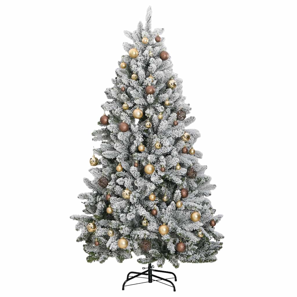 vidaXL Sztuczna choinka na zawiasach, 300 lampek LED i bombki, 240 cm