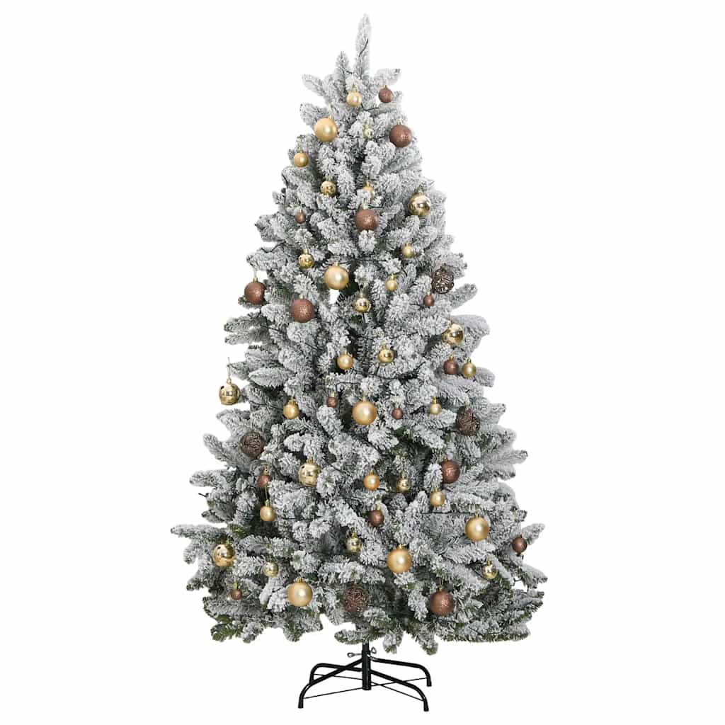 vidaXL Sztuczna choinka na zawiasach, 300 lampek LED i bombki, 270 cm