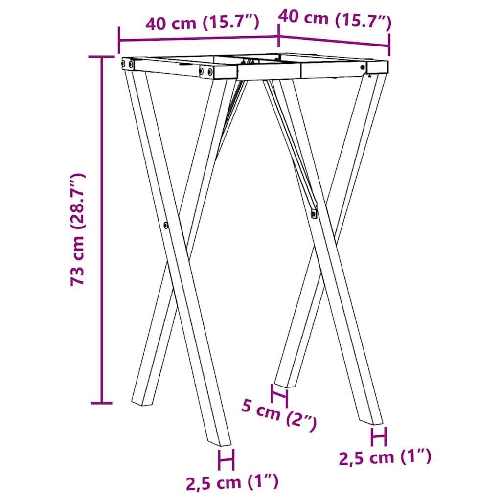 vidaXL Nogi do stołu, w kształcie litery X 40x40x73 cm, stal