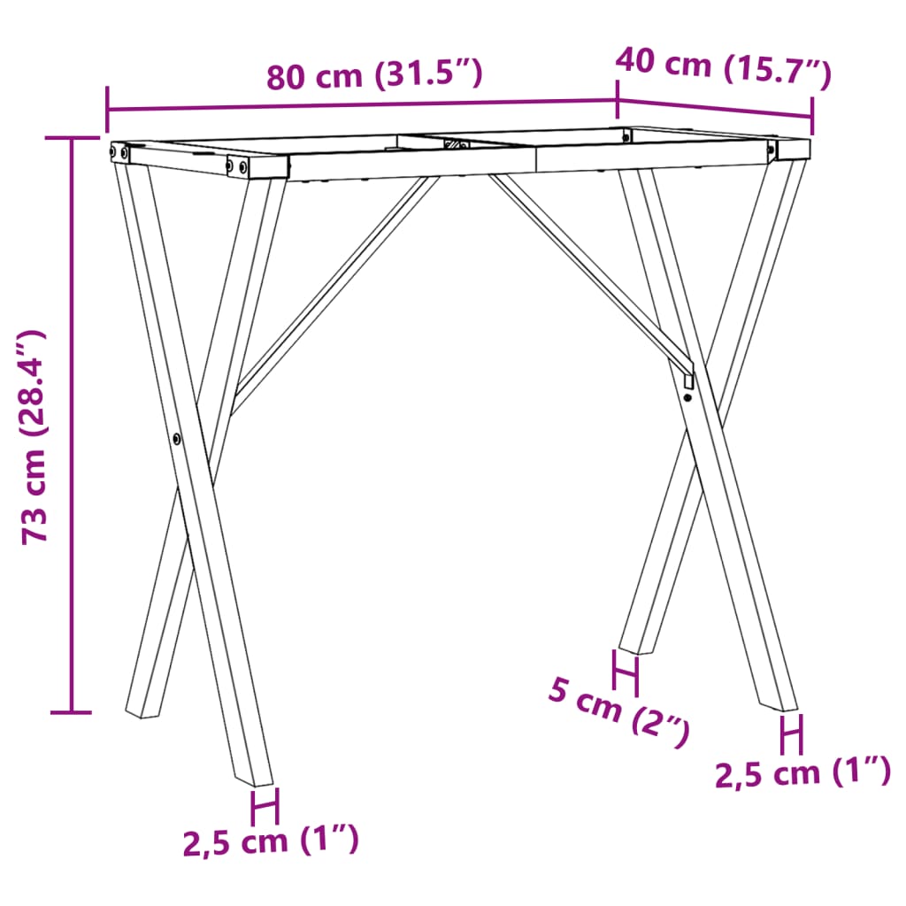 vidaXL Nogi do stołu, w kształcie litery X 80x40x73 cm, stal