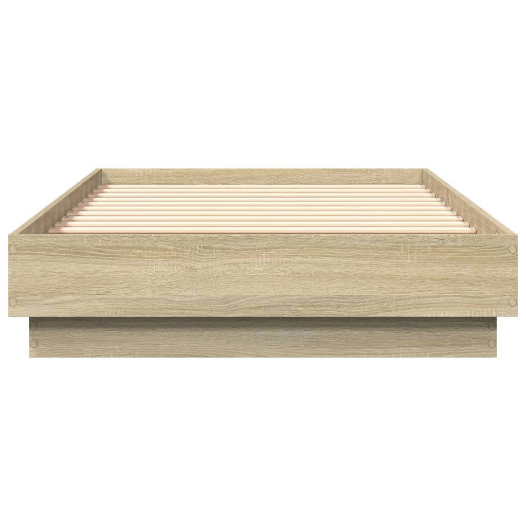 vidaXL Rama łóżka z oświetleniem LED, dąb sonoma, 90x190 cm