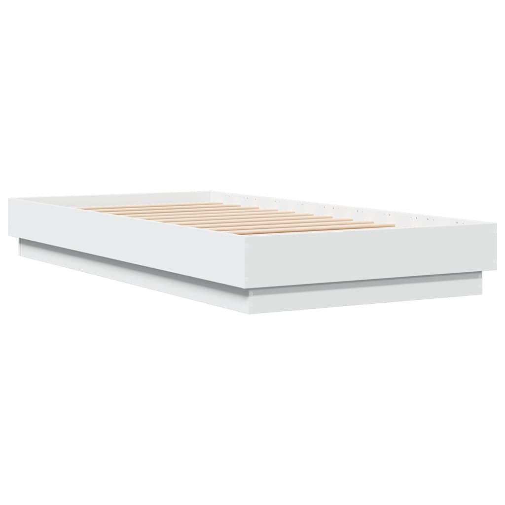 vidaXL Rama łóżka z oświetleniem LED, biała, 75x190 cm
