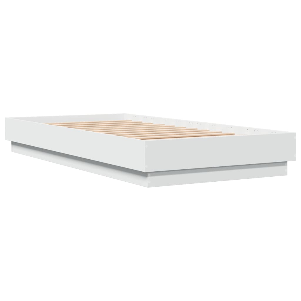 vidaXL Rama łóżka z oświetleniem LED, biała, 75x190 cm