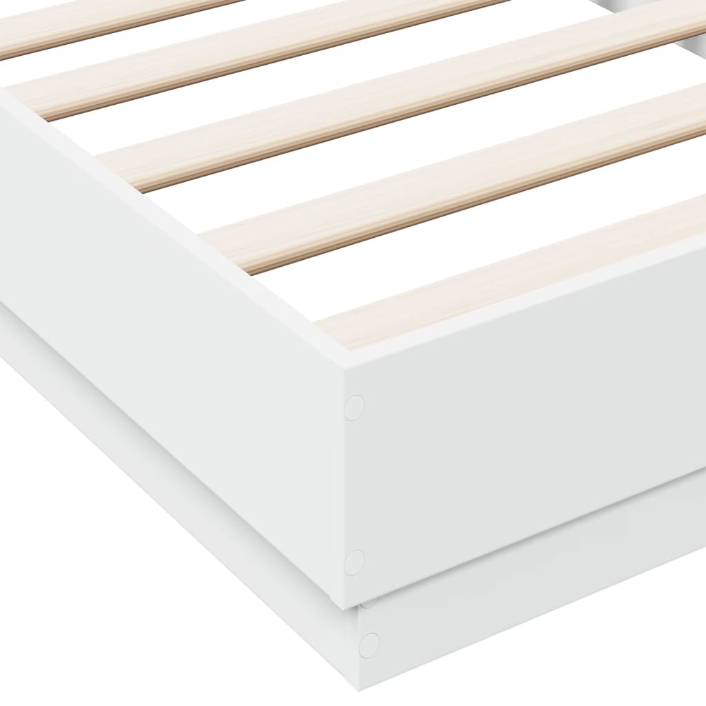 vidaXL Rama łóżka z oświetleniem LED, biała, 75x190 cm