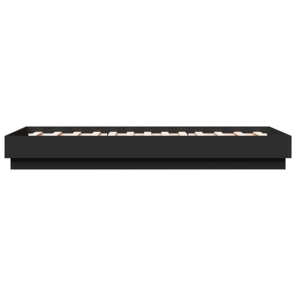 vidaXL Rama łóżka z oświetleniem LED, czarna, 75x190 cm