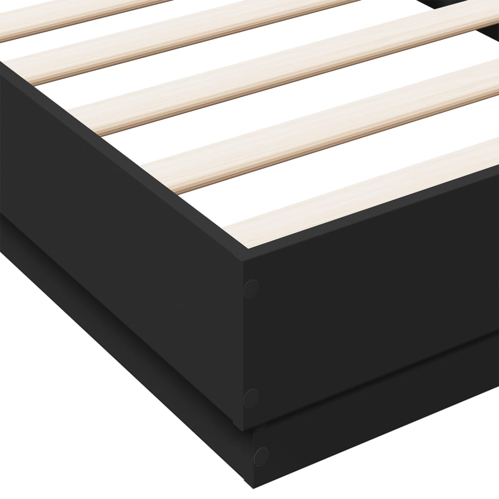 vidaXL Rama łóżka z oświetleniem LED, czarna, 75x190 cm