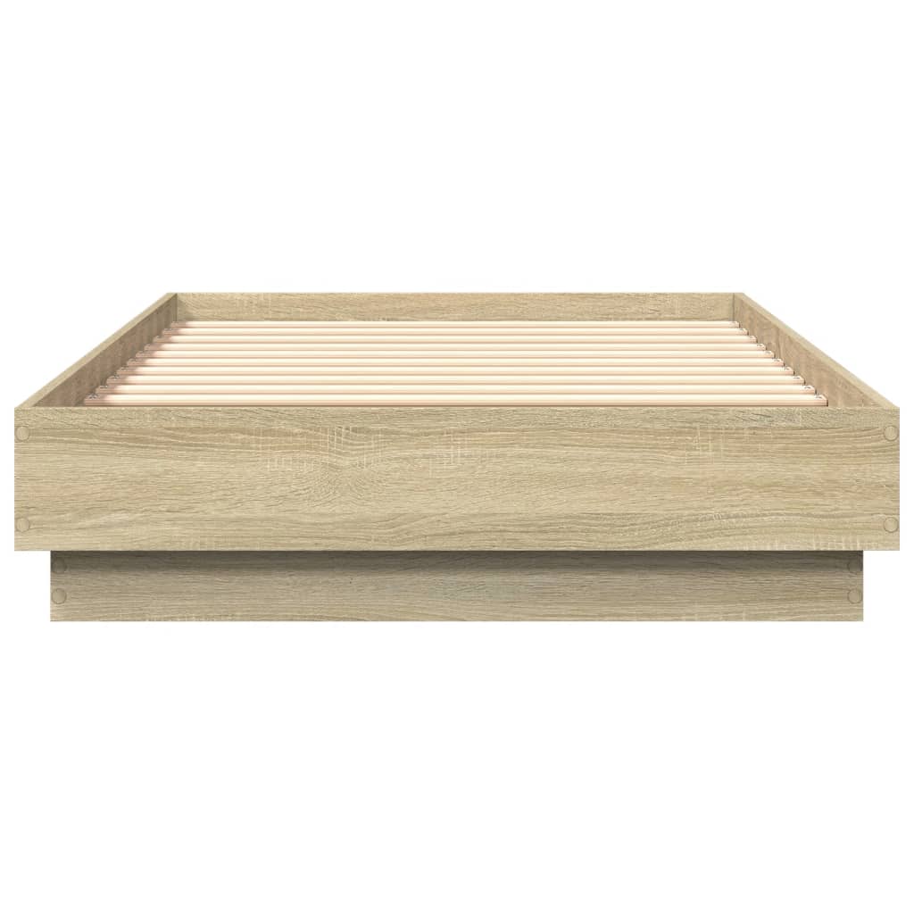 vidaXL Rama łóżka z oświetleniem LED, dąb sonoma, 75x190 cm