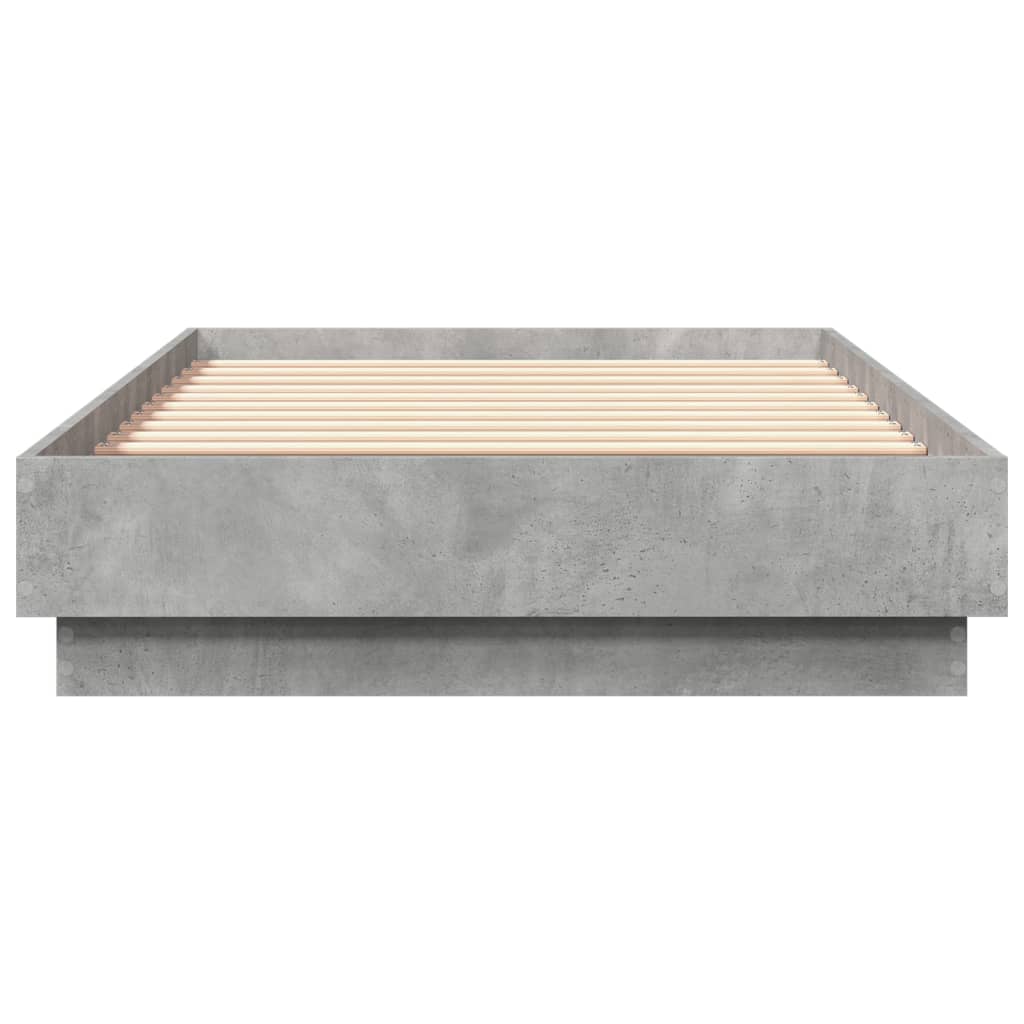 vidaXL Rama łóżka z oświetleniem LED, szarość betonu, 75x190 cm
