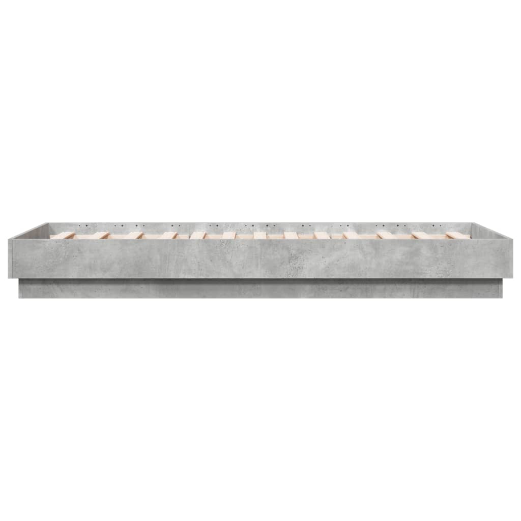 vidaXL Rama łóżka z oświetleniem LED, szarość betonu, 75x190 cm