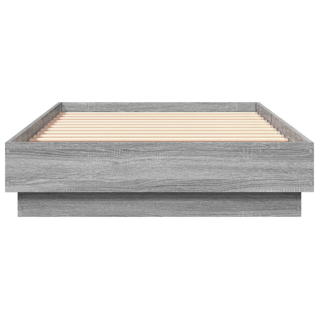 vidaXL Rama łóżka z oświetleniem LED, szary dąb sonoma, 75x190 cm