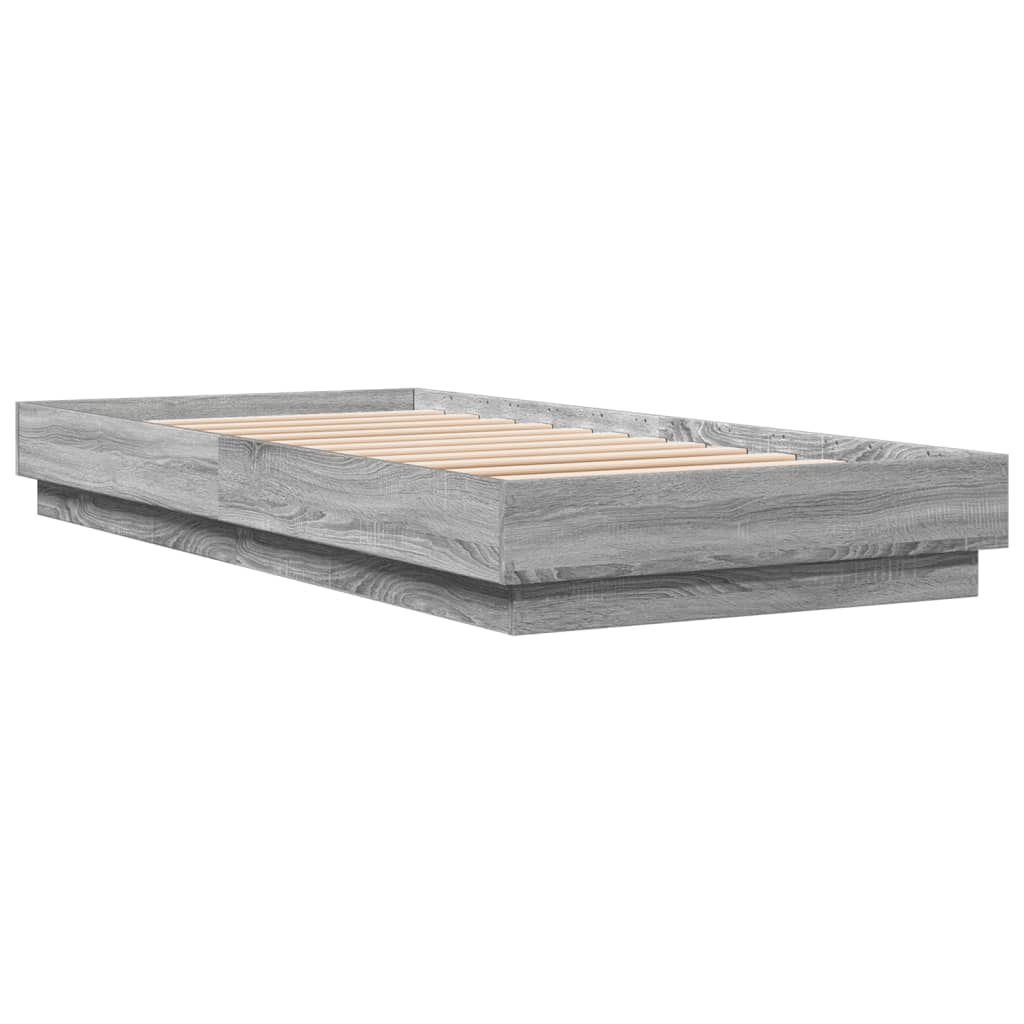vidaXL Rama łóżka, szary dąb sonoma, 90x200cm, materiał drewnopochodny