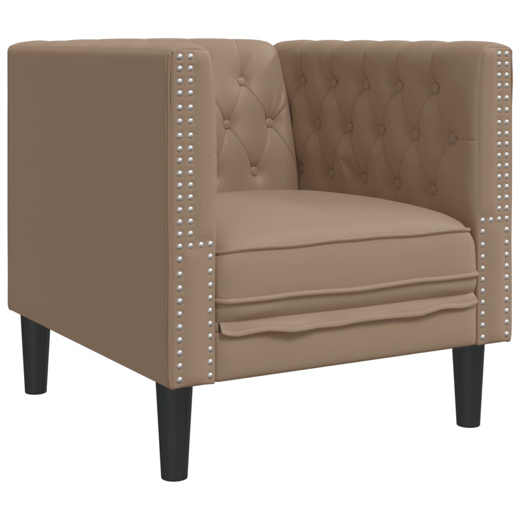 vidaXL 3-cz. zestaw wypoczynkowy Chesterfield, cappuccino, ekoskóra