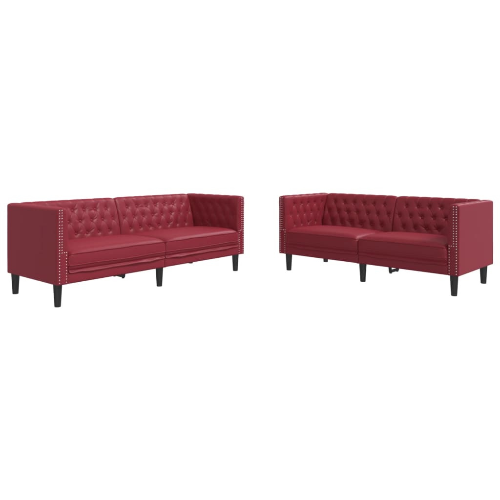 vidaXL 2-cz. zestaw wypoczynkowy Chesterfield, bordowy, sztuczna skóra