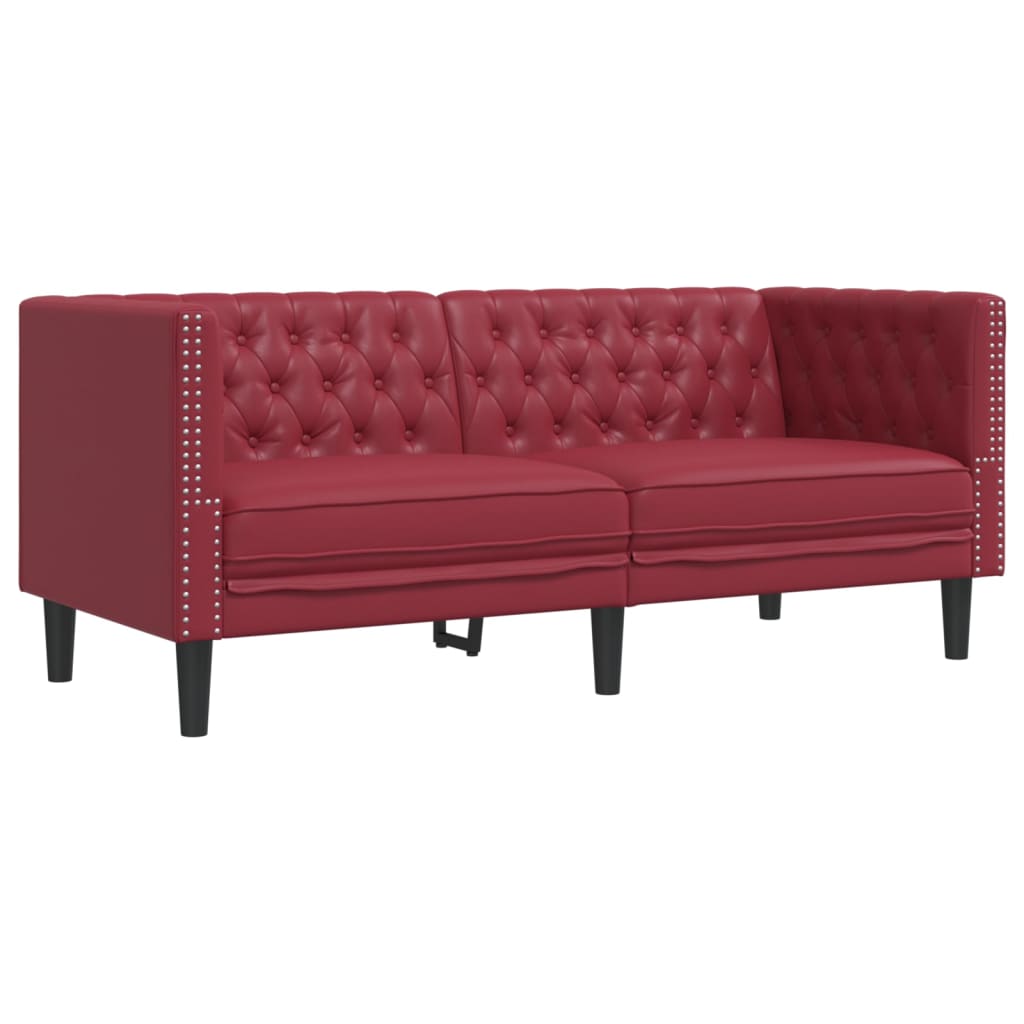 vidaXL 2-cz. zestaw wypoczynkowy Chesterfield, bordowy, sztuczna skóra