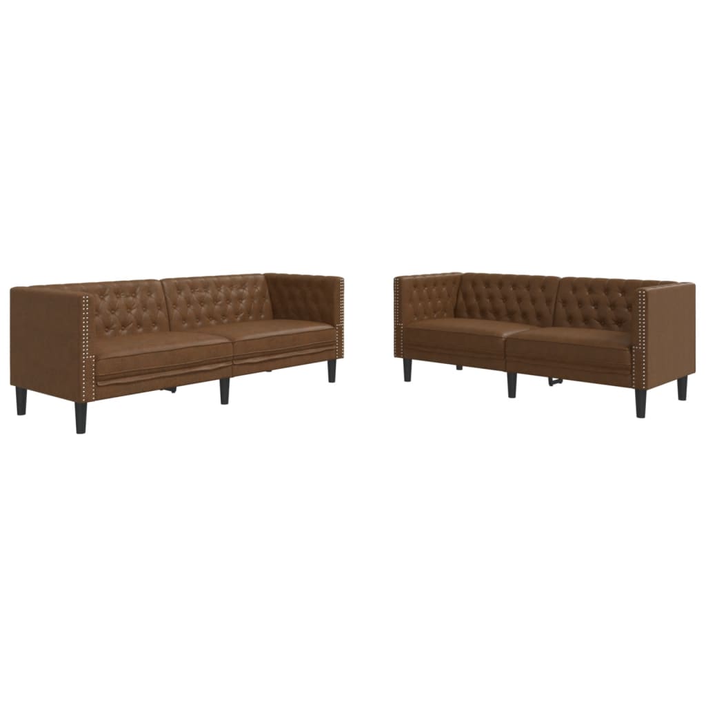 vidaXL 2-cz. zestaw wypoczynkowy Chesterfield, brązowy, sztuczna skóra