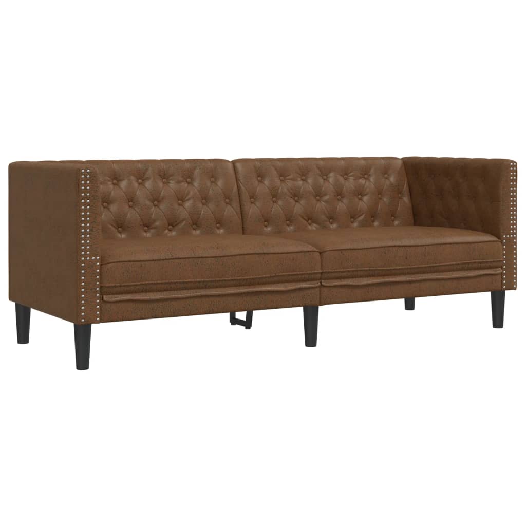 vidaXL 2-cz. zestaw wypoczynkowy Chesterfield, brązowy, sztuczna skóra