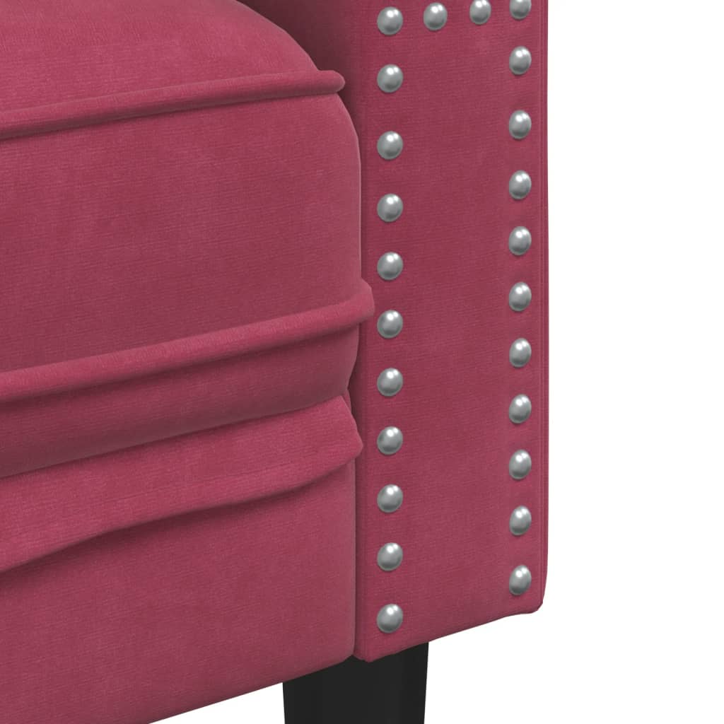 vidaXL 3-cz. wypoczynek Chesterfield z wałkami, bordowy, aksamit