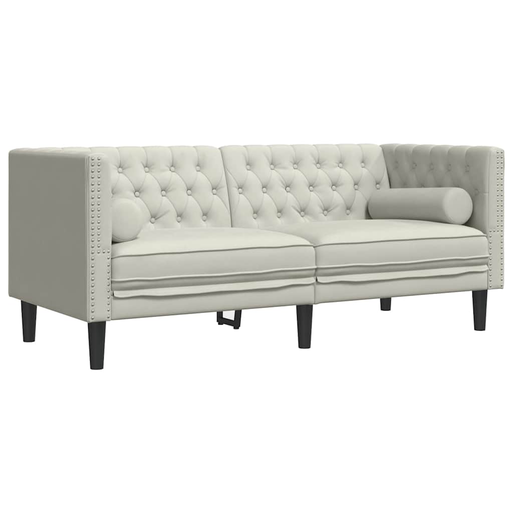 vidaXL 3-cz. wypoczynek Chesterfield z wałkami, kremowy, aksamit