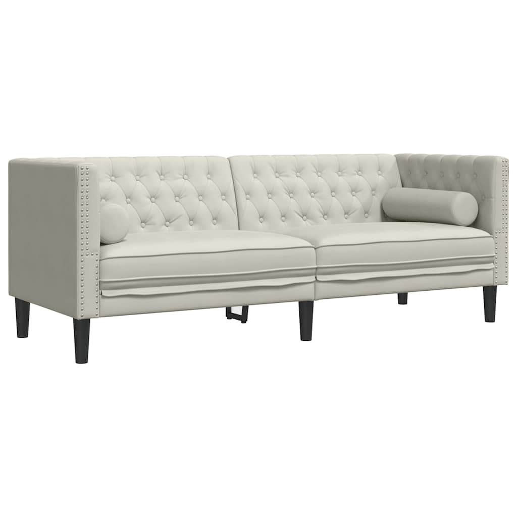 vidaXL 3-cz. wypoczynek Chesterfield z wałkami, kremowy, aksamit
