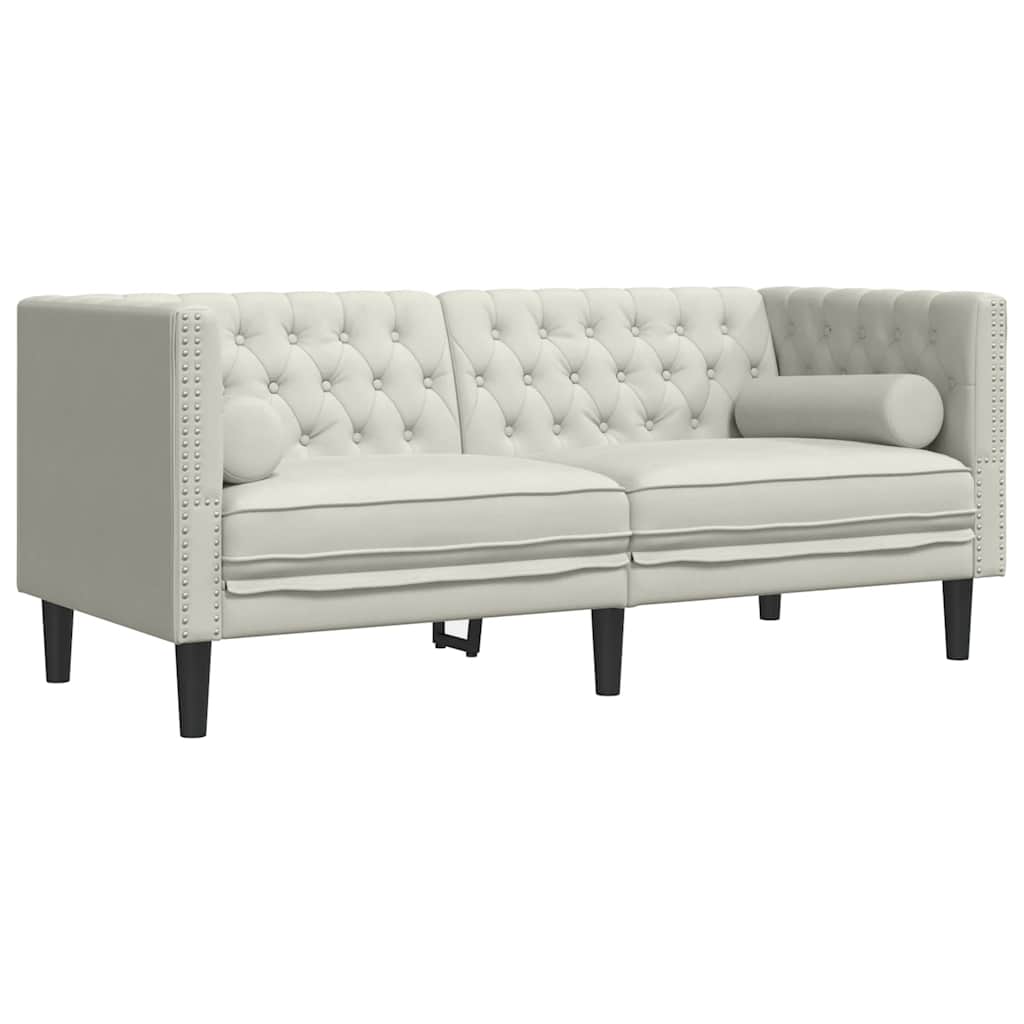 vidaXL 2-cz. wypoczynek Chesterfield z wałkami, kremowy, aksamit