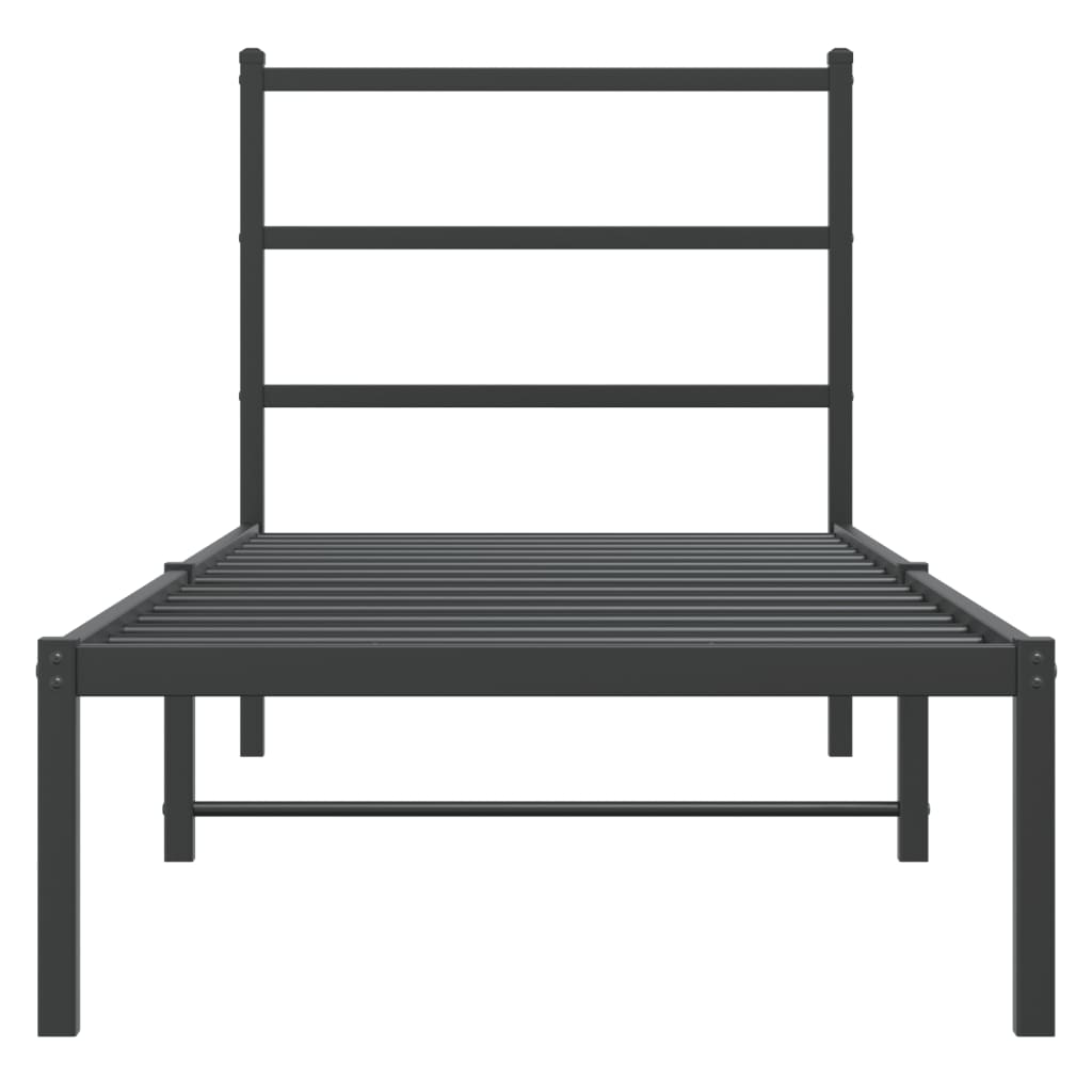 vidaXL Metalowa rama łóżka z wezgłowiem, czarna, 75x190 cm
