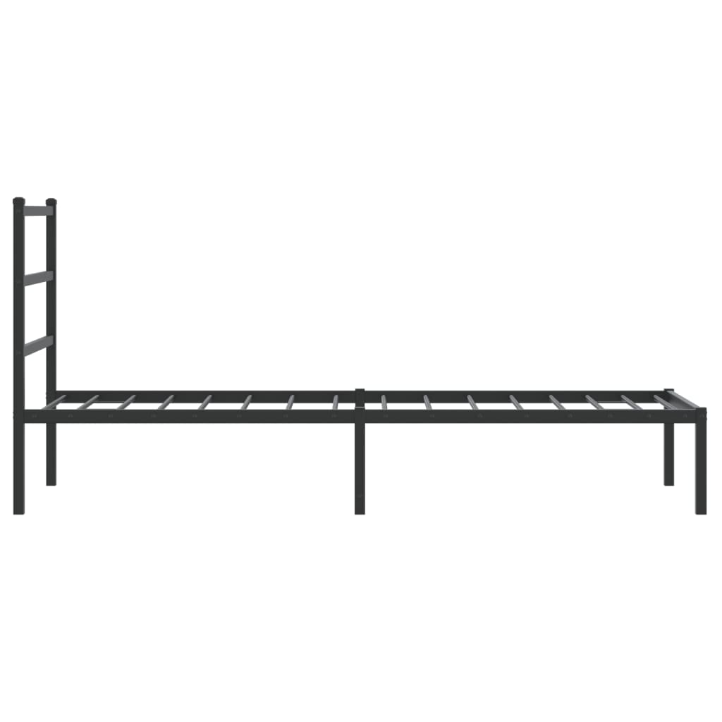 vidaXL Metalowa rama łóżka z wezgłowiem, czarna, 75x190 cm