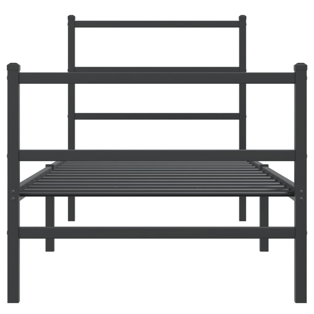 vidaXL Metalowa rama łóżka z wezgłowiem i zanóżkiem, czarna, 80x200 cm