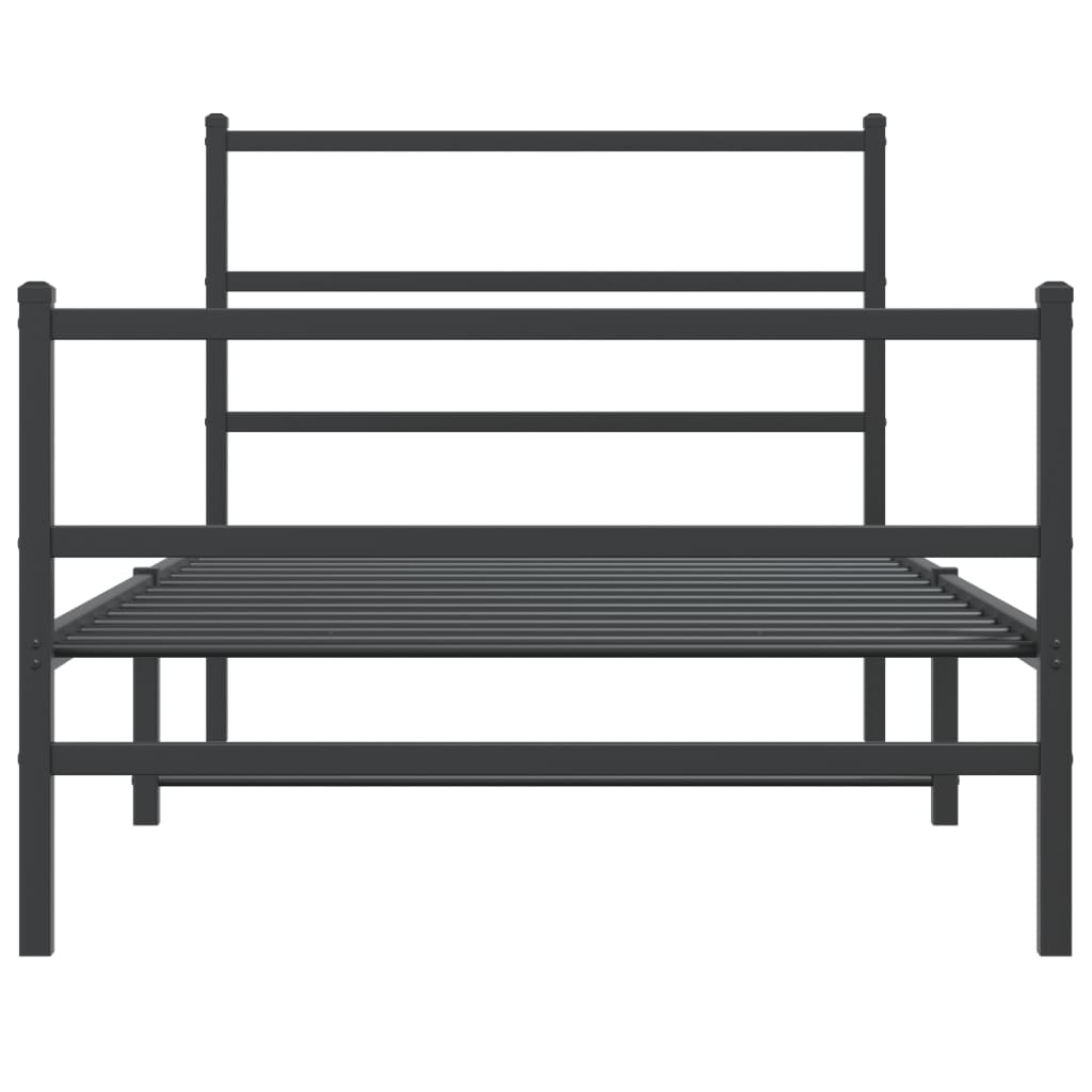 vidaXL Metalowa rama łóżka z wezgłowiem i zanóżkiem, czarna, 100x200cm