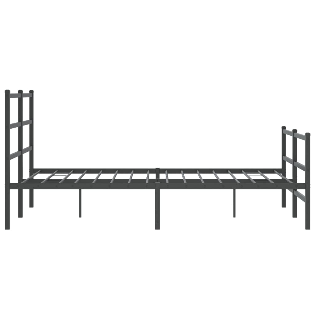 vidaXL Metalowa rama łóżka z wezgłowiem i zanóżkiem, czarna, 135x190cm