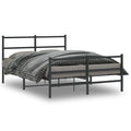 vidaXL Metalowa rama łóżka z wezgłowiem i zanóżkiem, czarna, 135x190cm